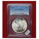1923 $1 Peace Silver Dollar PCGS MS64