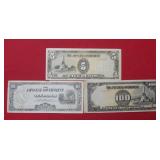 1944- 5,10. 100 Japanese Peso Notes