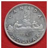 1951 Canada Silver Dollar