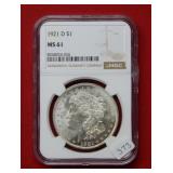 1921 D Morgan Silver Dollar NGC MS61
