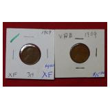 1909 & 1909 VDB Lincoln Wheat Cents