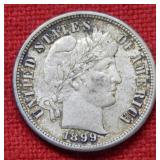 1899 S Barber Silver Dime