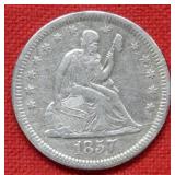 1857 O Seated Liberty Silver Quarter