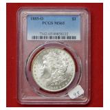 1885 O Morgan Silver Dollar PCGS MS65