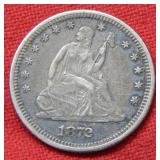 1872 Seated Liberty Silver Quarter