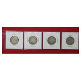 (4) Canada Silver Quarters -1910-1917-1934-1938