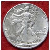 1936 D Walking Liberty Silver Half Coin