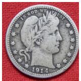 1914 Barber Silver Quarter
