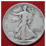 1918 S Walking Liberty Silver Half Dollar Coin