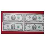 (4) 2003 A Consecutive $2 Fed Res Notes
