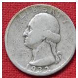 1932 D Silver Washington Quarter Coin - Key Date