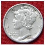 1929 S Mercury Silver Dime