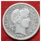 1901 O Barber Silver Dime