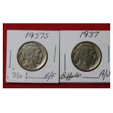 (2) Buffalo Nickels - 1937 & 1937 S