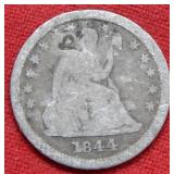 1844 O Barber Silver Quarter - No Motto