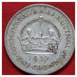 1937 Australia 1 Crown Silver Coin