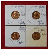 (4) Lincoln Cents -1960-1960 D-1962- 1962 D