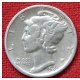 1945 S Mercury Silver Dime - Micro S
