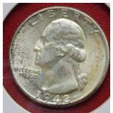 1942 Washington Silver Quarter Coin