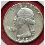 1942 S Washington Silver Quarter Coin