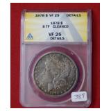 1878 Morgan Silver Dollar 8 Tail Feathers ANACS VF