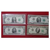 (4) Star Fed Res Notes $1, $2, $5, $10,