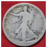 1917 D OBV Walking Liberty Silver Half Coin