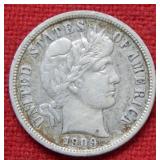 1909 Barber Silver Dime Coin