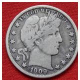 1909 O Barber Silver Half Dollar