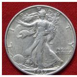 1937 D Walking Liberty Silver Half Dollar Coin