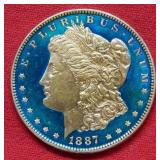 1887 Colorized S Morgan Silver Dollar Coin