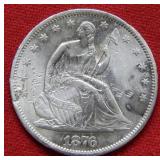 1876 S Seated Liberty Silver Half Dollar Coin