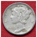 1930 S Mercury Silver Dime