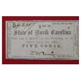 1861 North Carolina 5 Cent Fractional Note