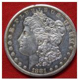 1881 S Morgan Silver Dollar - Cleaned