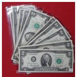 (10) 1976 $2 Federal Reserve Star Notes