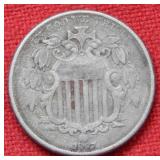 1867 Shield Nickel with Rays
