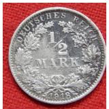 1918 German Half Mark Coin