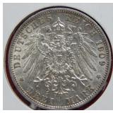 1909 A Germany 3 Mark Coin