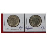(2) Buffalo Nickels - 1936 S & 1937