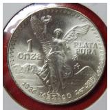 1986 Mexico Onza 1oz .999 Silver