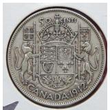 1942 Canadian Silver Half Dollar Coin