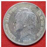 1892 Spain 5 Pesetas Coin