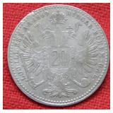 1869 Hungary Twenty Cent Coin