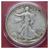 1918 Walking Liberty Silver Half Dollar Coin