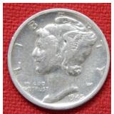 1945 S Mercury Silver Dime - micro S