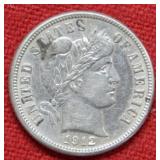 1912 D Barber Silver Dime