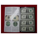1995 Partial Uncut Sheet of Fed Res $1 Notes