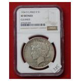 1934 D Peace Silver Dollar NGC XF Details Cleaned