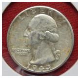 1943 D Washington Silver Quarter